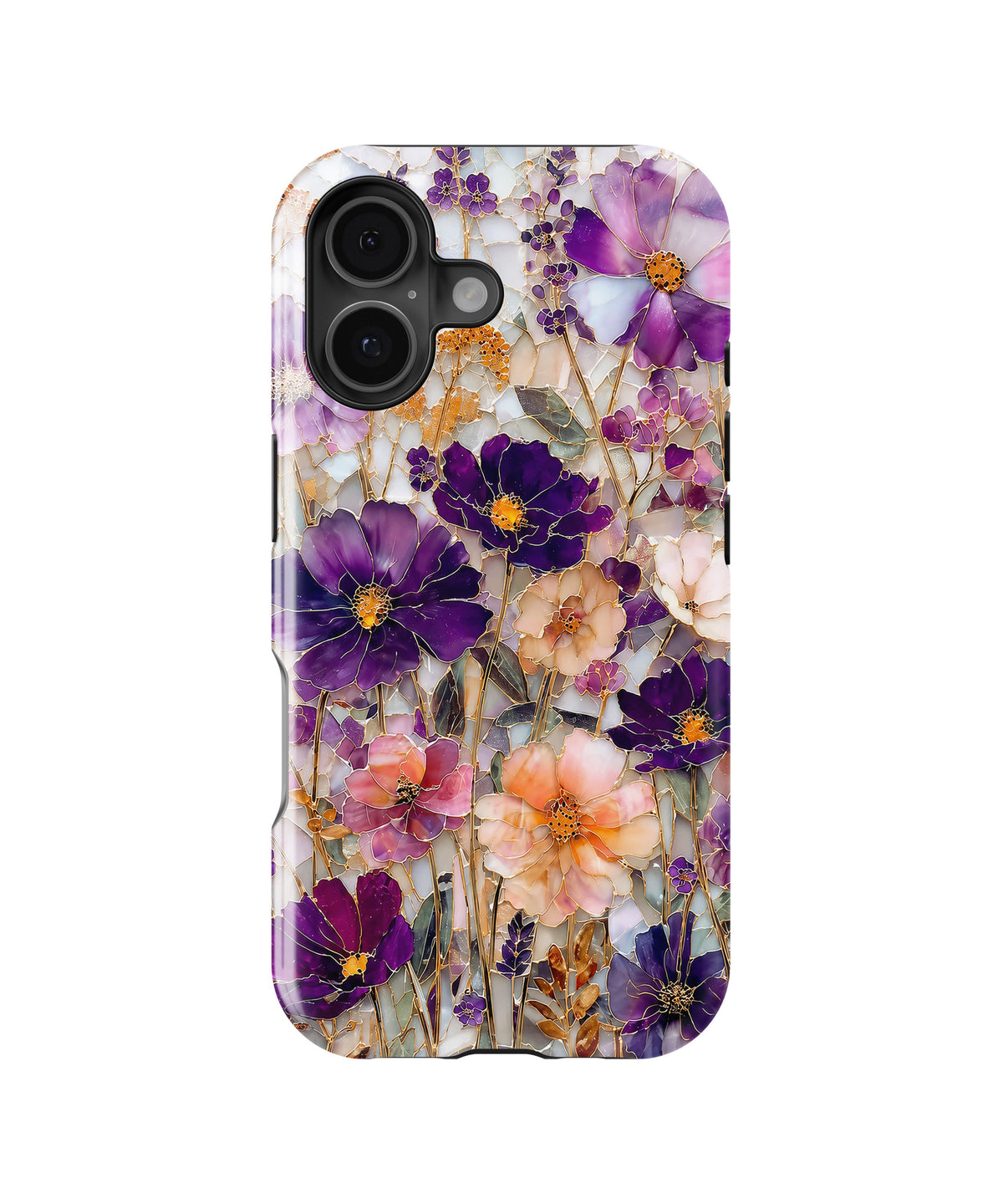 Purple Pansy Floral MagSafe iPhone Tough Case product image for iPhone 17, iPhone 16, and iPhone 16 Plus