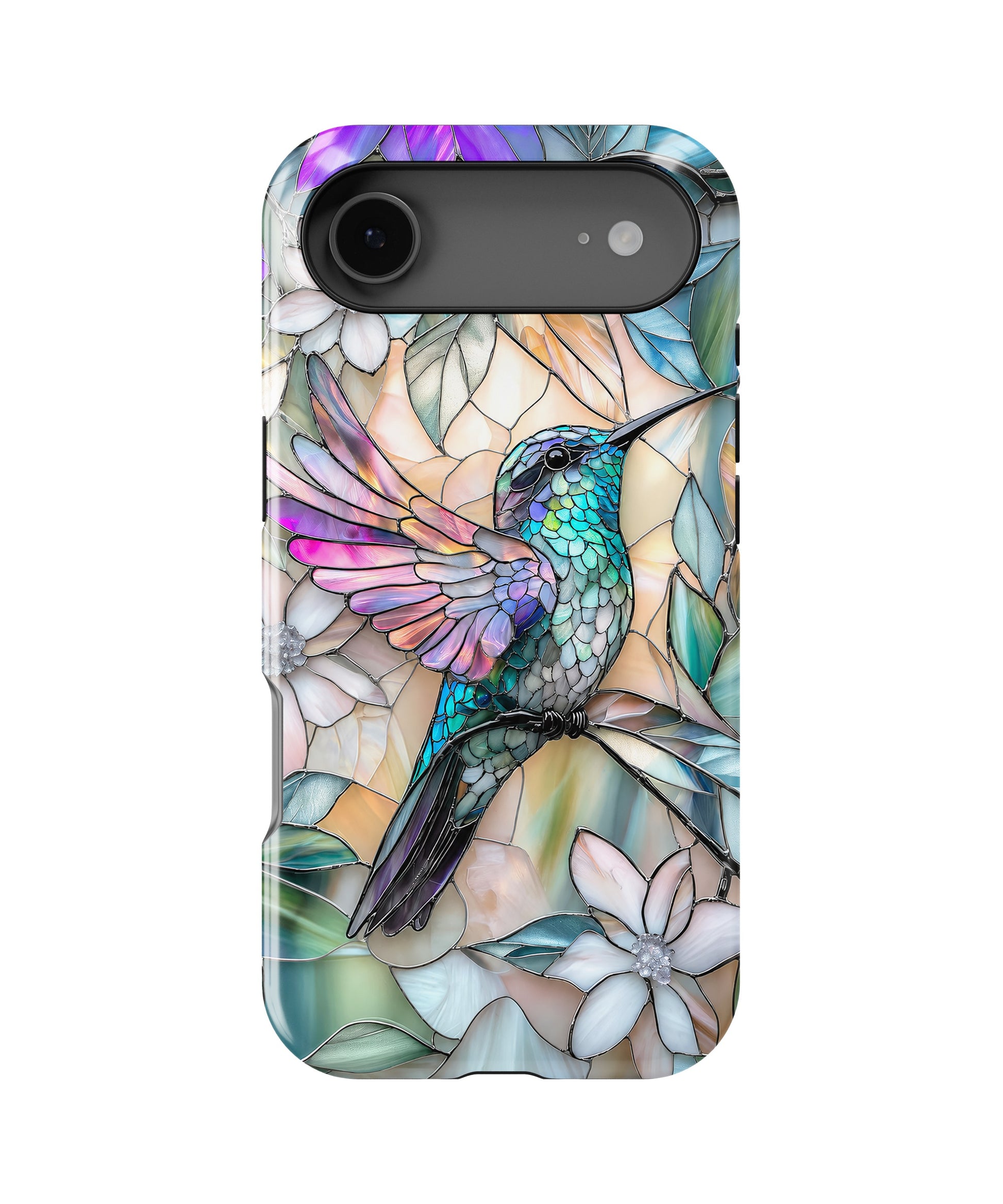 Stained Glass Hummingbird Floral MagSafe iPhone Tough Case product image for iPhone 17 Air