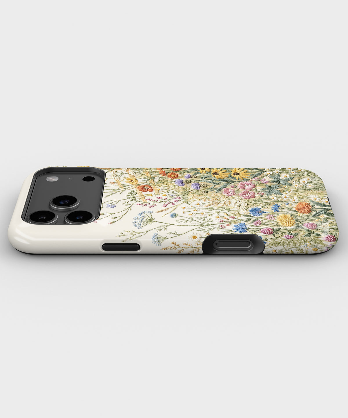 Light Pastel Floral Botanical MagSafe iPhone Tough Case low angle lifestyle product view