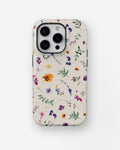Cream watercolor wildflower bee shockproof case for iPhone Pro models