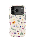 Cream watercolor wildflower bee MagSafe iPhone tough case for iPhone 17 Pro