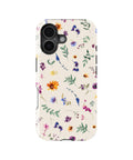 Cream watercolor wildflower bee MagSafe iPhone tough case for iPhone 17