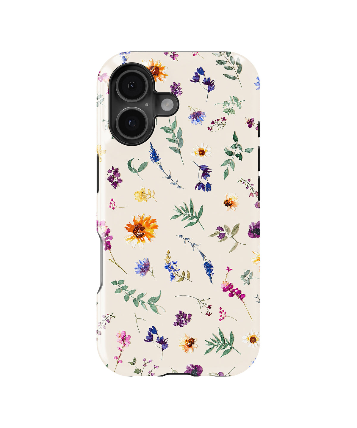 Cream watercolor wildflower bee MagSafe iPhone tough case for iPhone 17