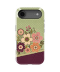 Sage green burgundy Y2K retro floral polka dot MagSafe iPhone tough case for iPhone 17 Air
