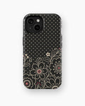 Black cream Y2K floral line art polka dot shockproof case for standard iPhone models