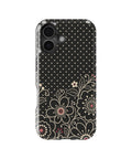 Black cream Y2K floral line art polka dot MagSafe iPhone tough case for iPhone 17