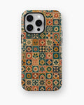 Vintage bohemian floral geometric mosaic tile shockproof case for iPhone Pro Max models