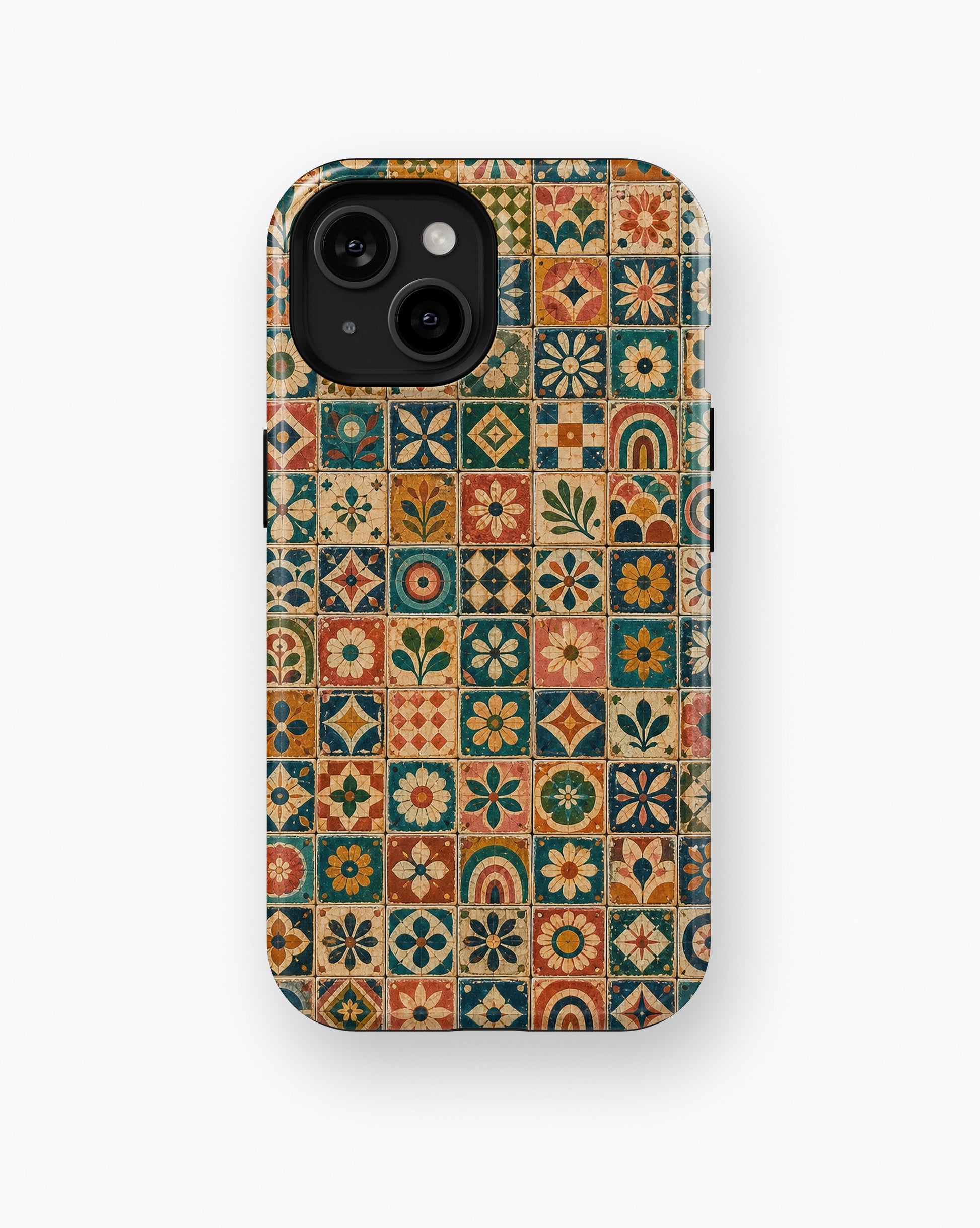 Vintage bohemian floral geometric mosaic tile shockproof case for standard iPhone models