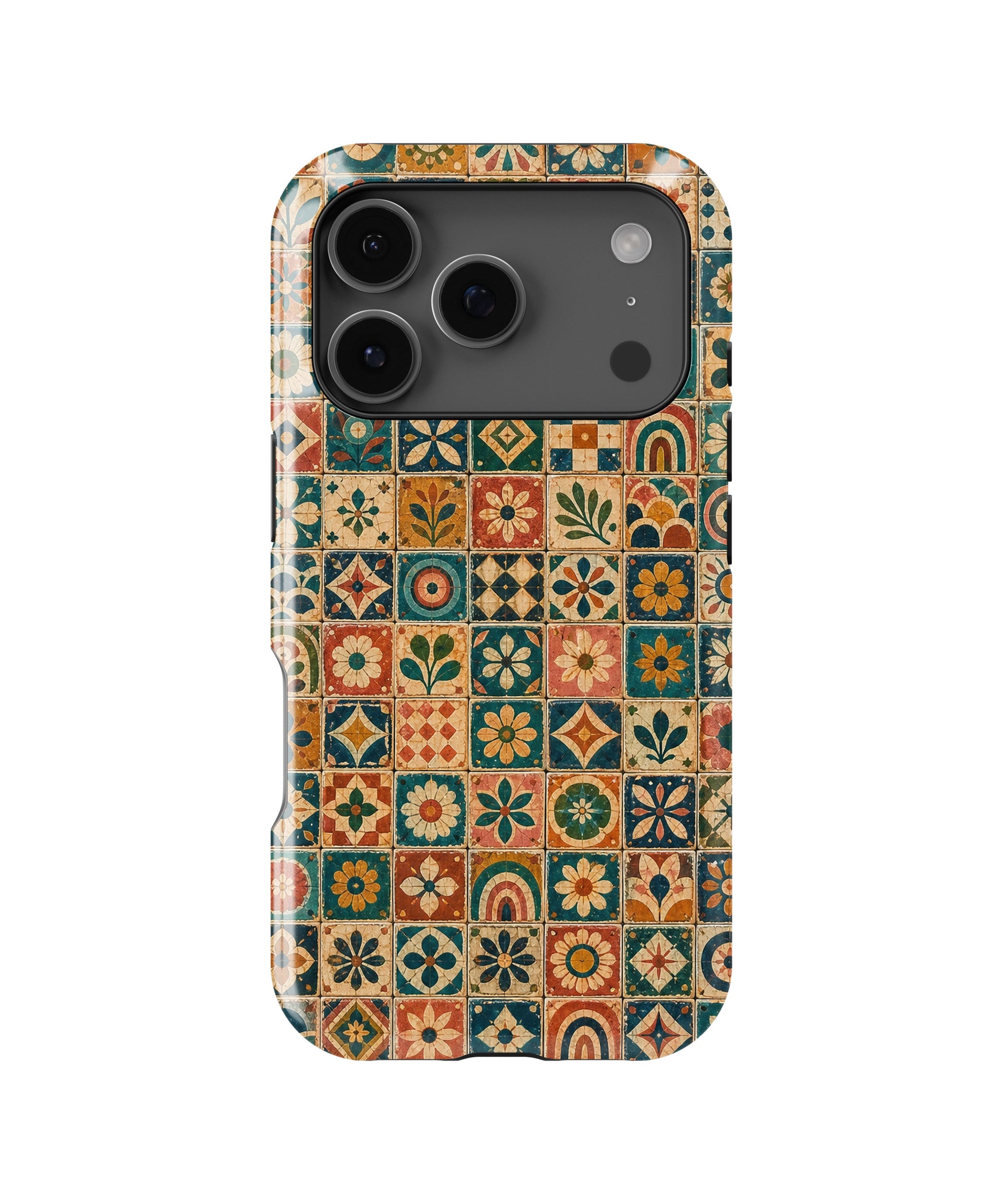 Vintage bohemian floral geometric mosaic tile MagSafe iPhone tough case for iPhone 17 Pro