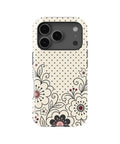 Cream black Y2K floral line art polka dot MagSafe iPhone tough case for iPhone 17 Pro