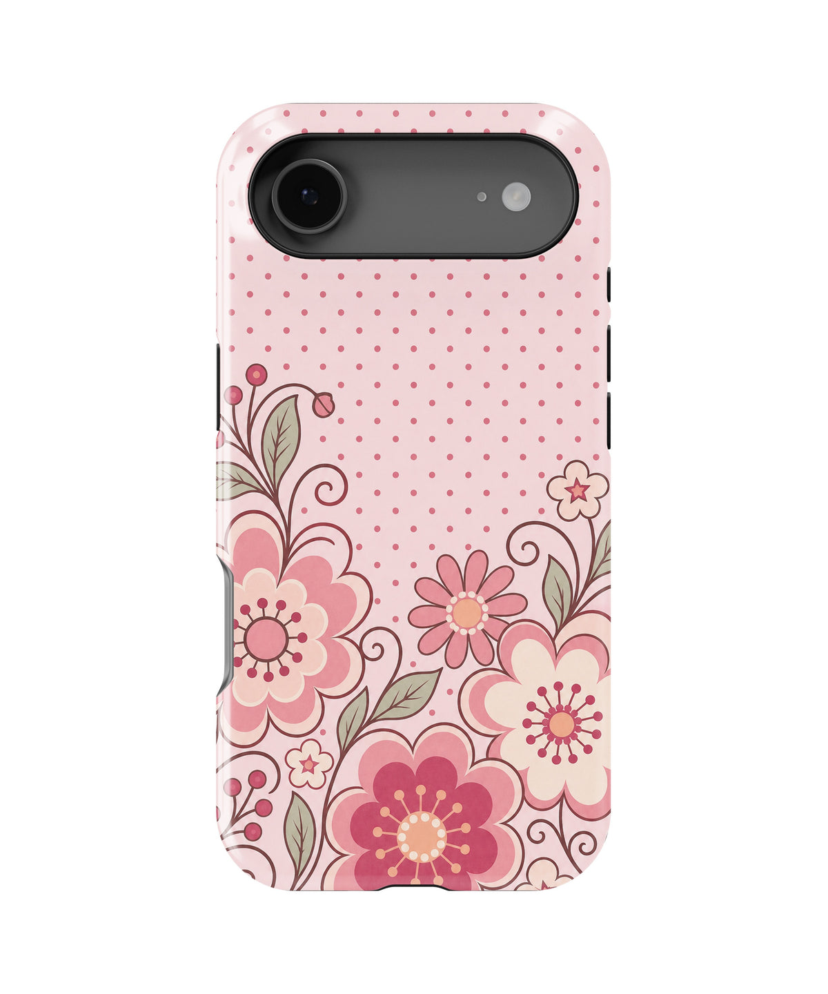 Blush pink Y2K retro floral polka dot MagSafe iPhone tough case for iPhone 17 Air