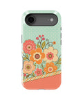 Mint orange coral Y2K retro floral polka dot MagSafe iPhone tough case for iPhone 17 Air