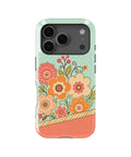 Mint orange coral Y2K retro floral polka dot MagSafe iPhone tough case for iPhone 17 Pro