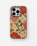 Cream 70s retro oversized floral botanical shockproof case for iPhone Pro models