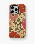 Cream 70s retro oversized floral botanical shockproof case for iPhone Pro Max models