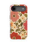 Cream 70s retro oversized floral botanical MagSafe iPhone tough case for iPhone 17 Air