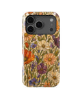Orange purple wildflower stained glass mosaic MagSafe iPhone tough case for iPhone 17 Pro