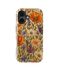 Orange purple wildflower stained glass mosaic MagSafe iPhone tough case for iPhone 17