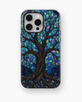 Iridescent blue abalone mosaic Tree of Life shockproof case for iPhone Pro Max models