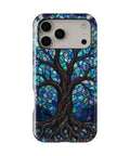 Iridescent blue abalone mosaic Tree of Life shockproof MagSafe iPhone case for iPhone 17 Pro Max