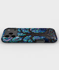 Iridescent blue abalone mosaic Tree of Life tough iPhone case with raised camera and edge protection