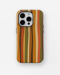 70s retro brown orange wavy vertical stripes shockproof case for iPhone Pro models