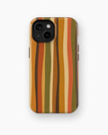 70s retro brown orange wavy vertical stripes shockproof case for standard iPhone models