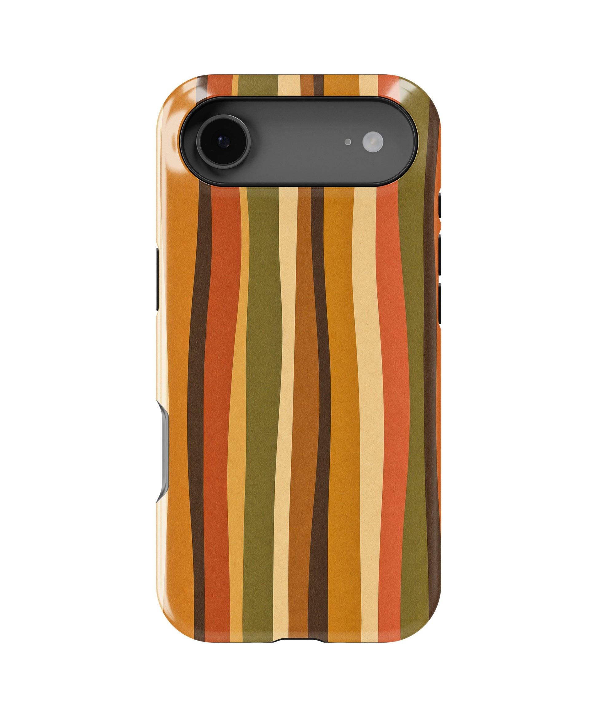 70s retro brown orange wavy vertical stripes MagSafe iPhone tough case for iPhone 17 Air