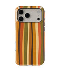 70s retro brown orange wavy vertical stripes shockproof MagSafe iPhone case for iPhone 17 Pro Max