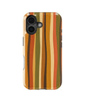 70s retro brown orange wavy vertical stripes MagSafe iPhone tough case for iPhone 17