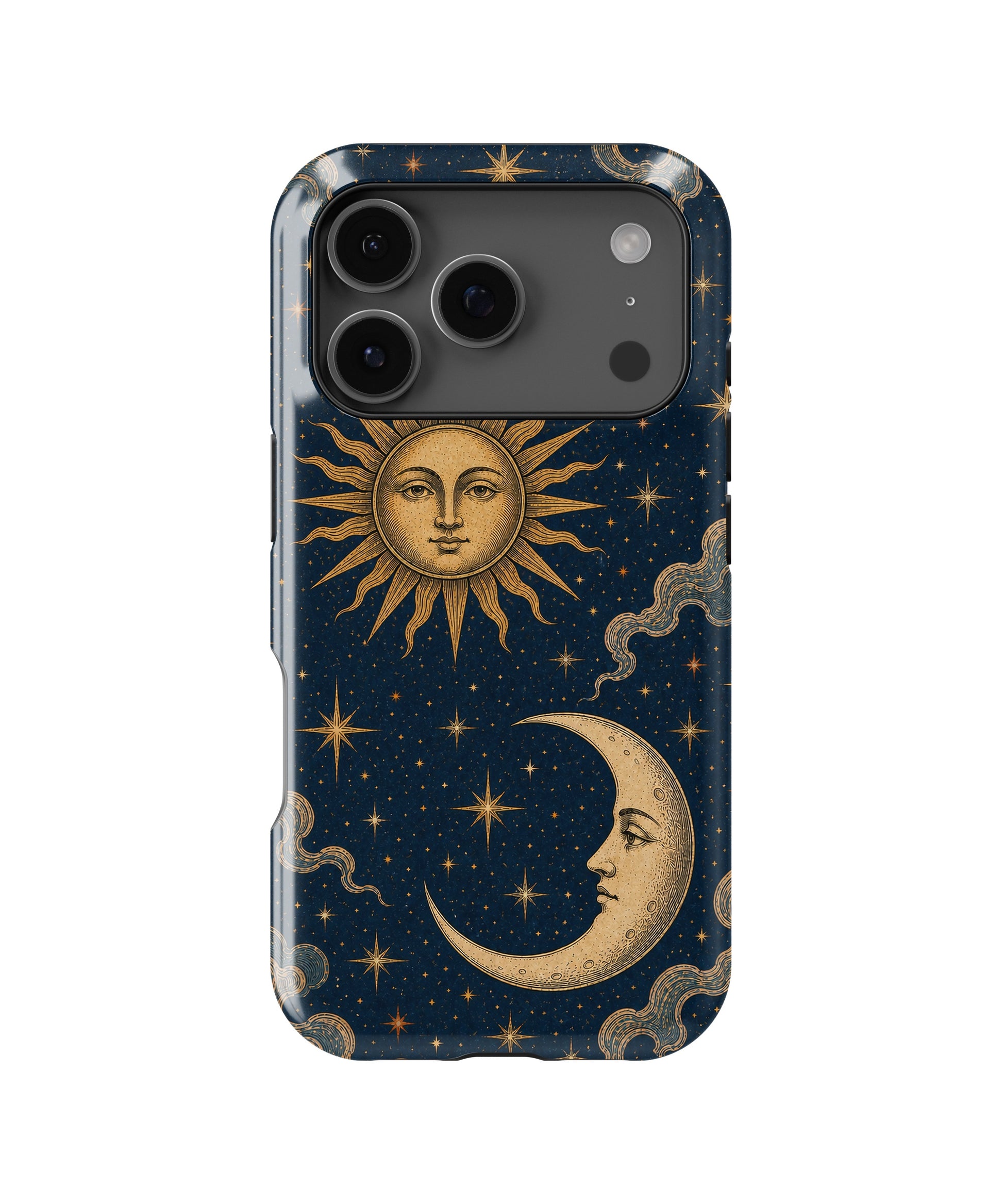 Vintage midnight blue sun and moon celestial MagSafe iPhone tough case for iPhone 17 Pro