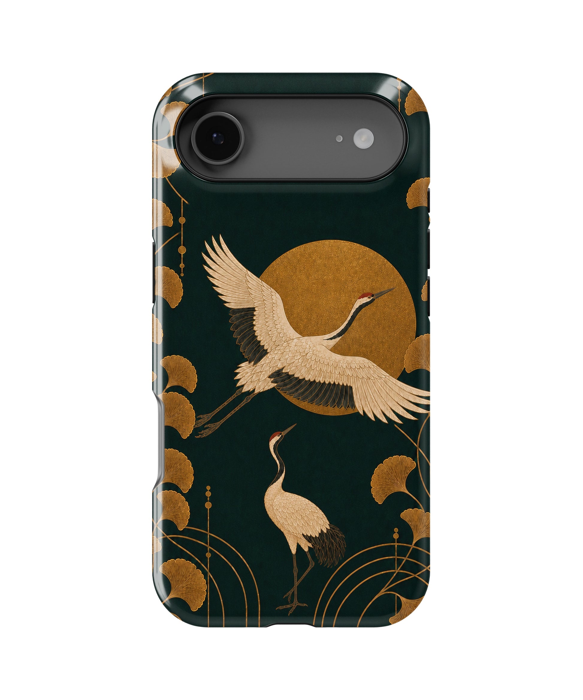 Emerald gold Art Deco cranes and ginkgo MagSafe iPhone tough case for iPhone 17 Air