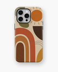 Mid-century earth-tone abstract rainbow color blocks shockproof case for iPhone Pro Max models