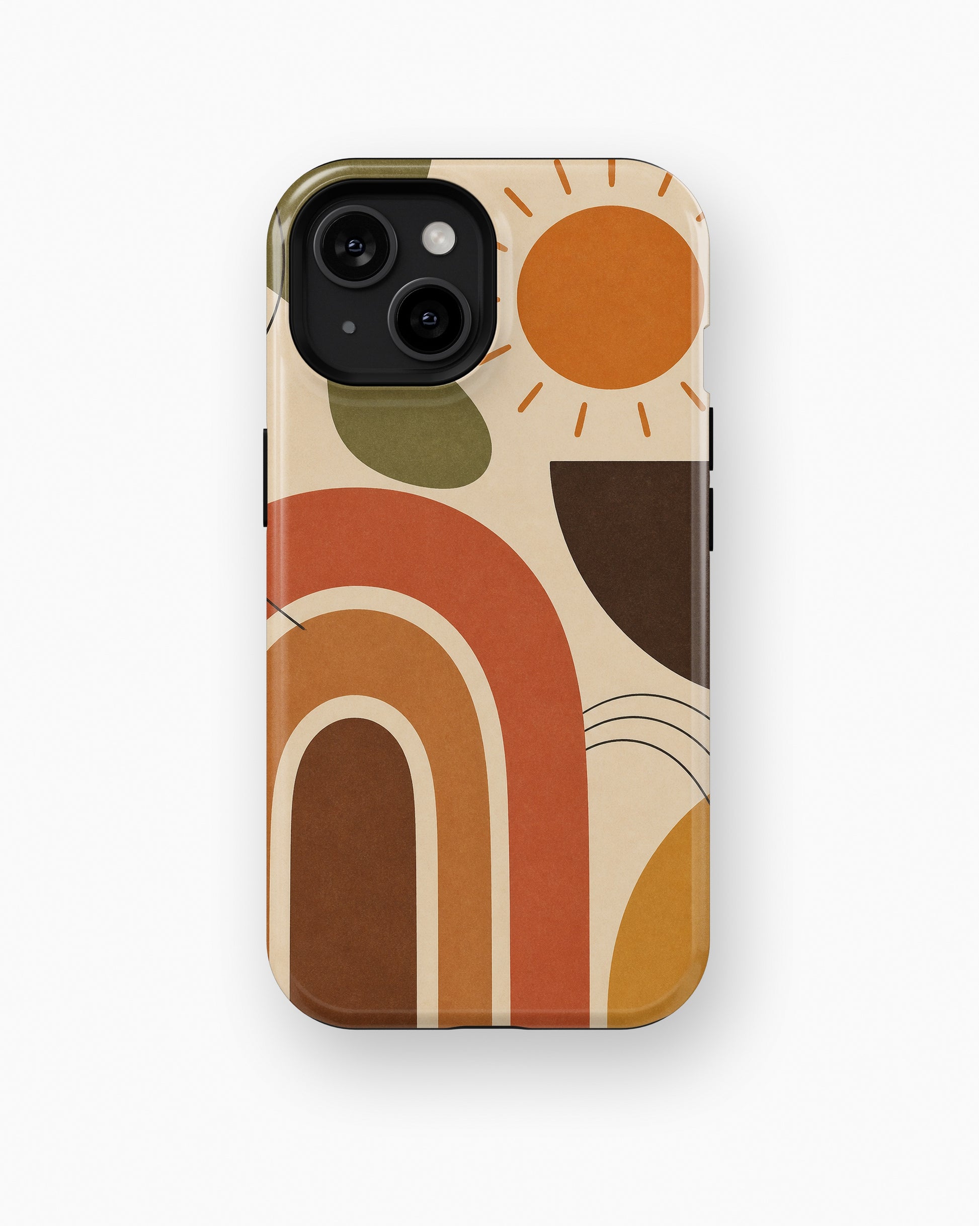 Mid-century earth-tone abstract rainbow color blocks shockproof case for standard iPhone models