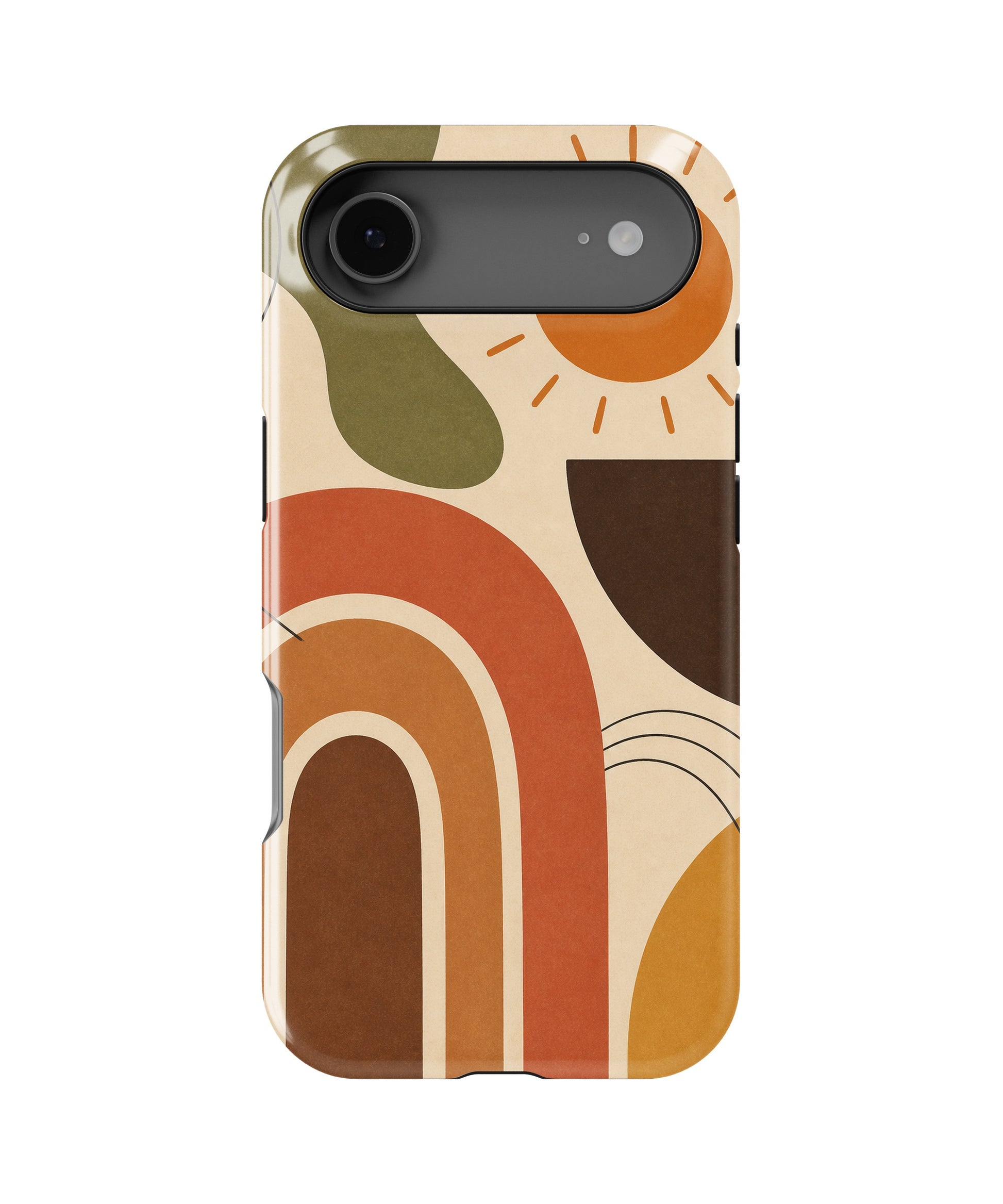 Mid-century earth-tone abstract rainbow color blocks MagSafe iPhone tough case for iPhone 17 Air