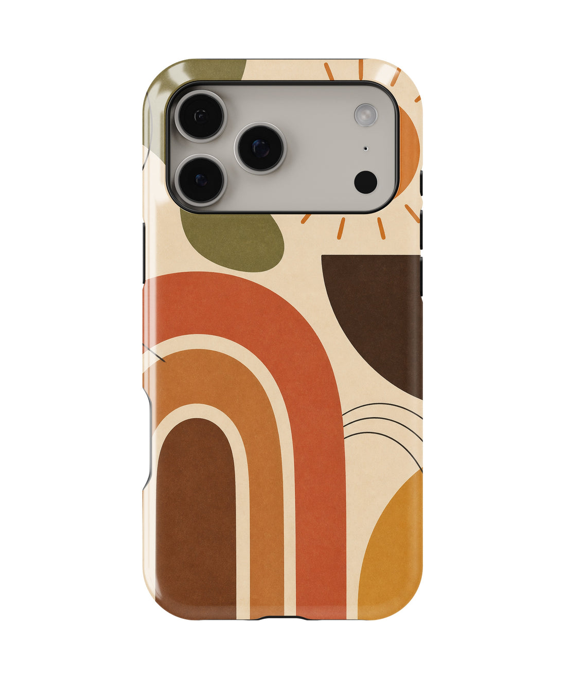 Mid-century earth-tone abstract rainbow color blocks shockproof MagSafe iPhone case for iPhone 17 Pro Max