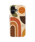 Mid-century earth-tone abstract rainbow color blocks MagSafe iPhone tough case for iPhone 17
