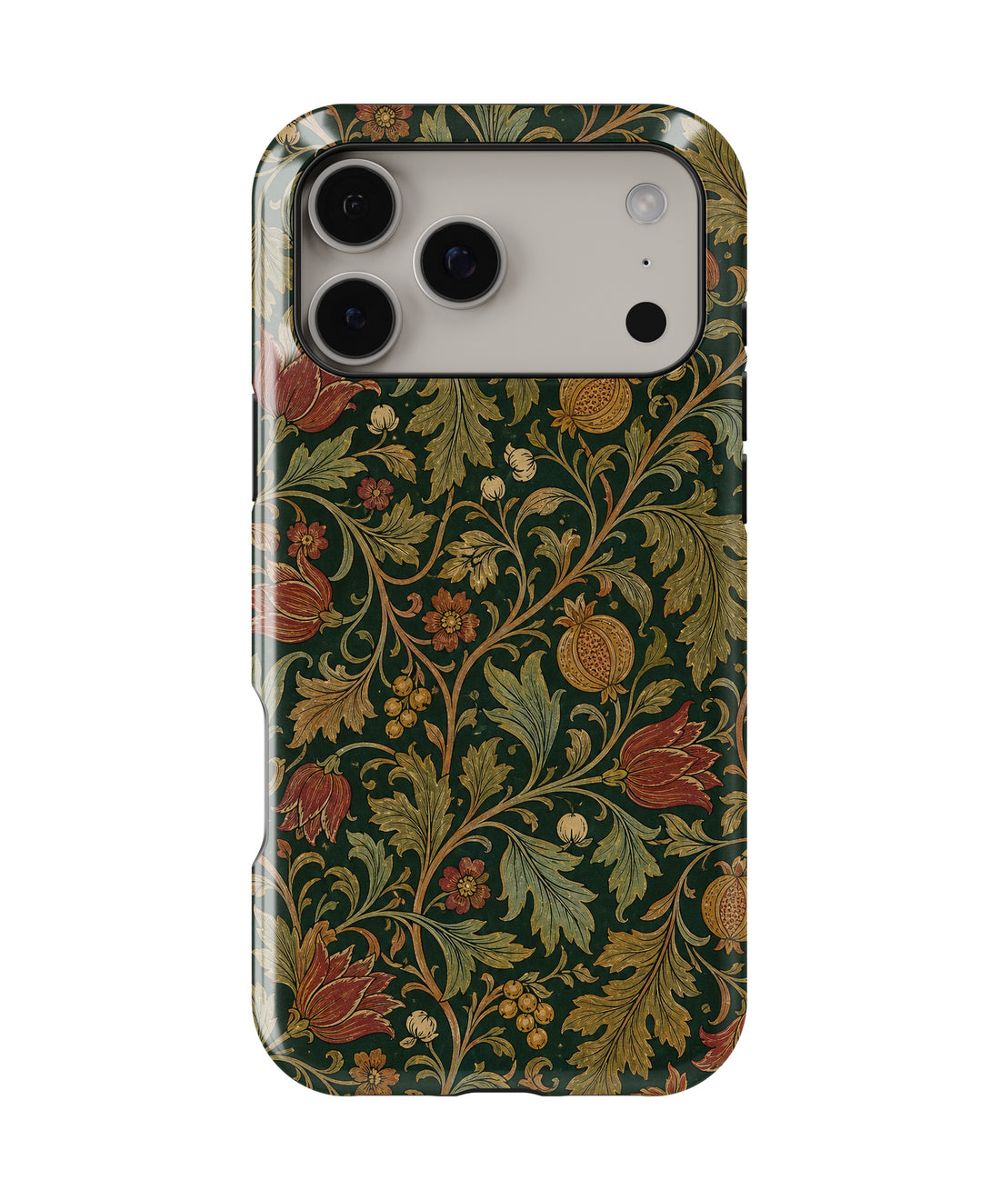 Forest green Arts and Crafts floral botanical shockproof MagSafe iPhone case for iPhone 17 Pro Max