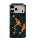 Japanese koi pond with dark blue water and gold ripples shockproof MagSafe iPhone case for iPhone 17 Pro Max