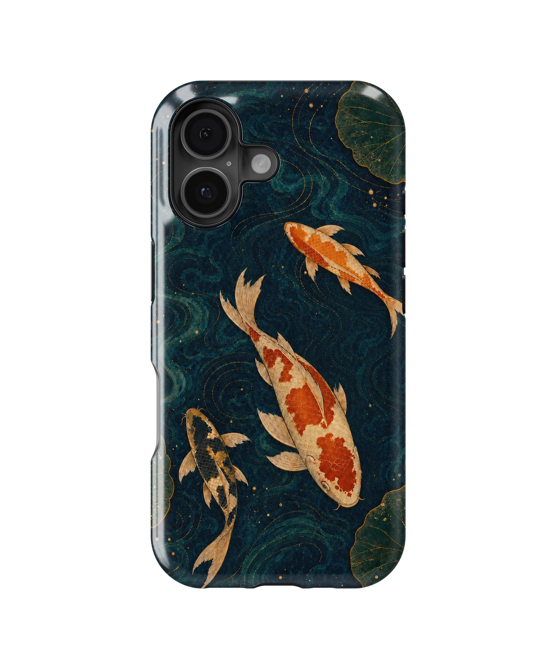 Japanese koi pond with dark blue water and gold ripples MagSafe iPhone tough case for iPhone 17