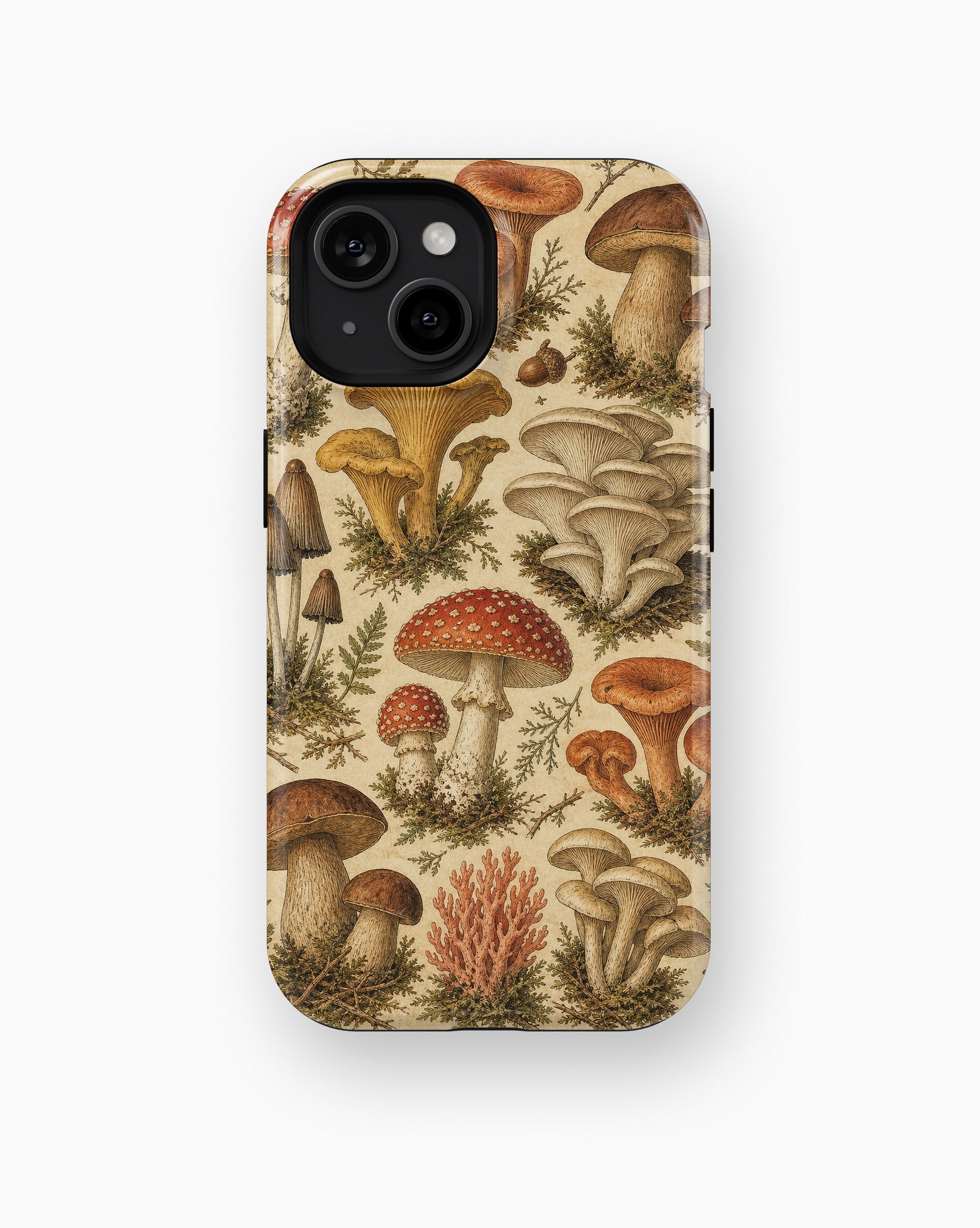 Vintage mushroom field guide woodland fungi shockproof case for standard iPhone models
