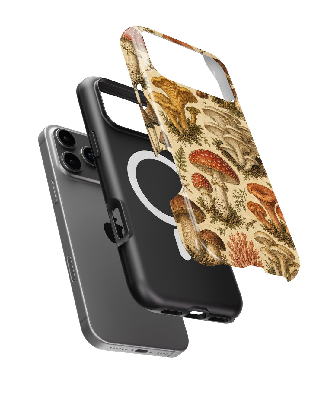 Vintage mushroom field guide woodland fungi shockproof MagSafe iPhone case for iPhone 17 Pro Max