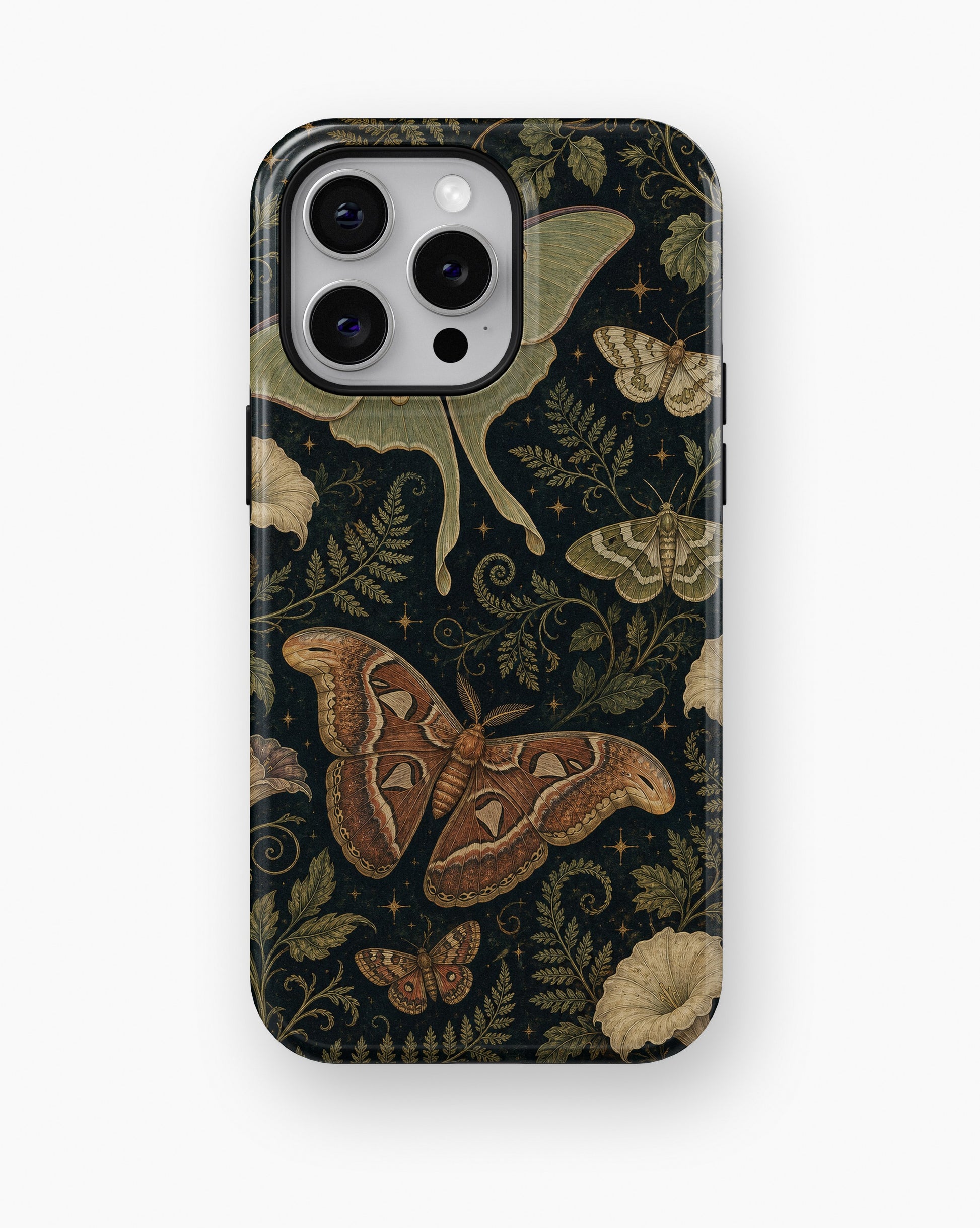 Dark academia luna moth night botanical shockproof case for iPhone Pro Max models