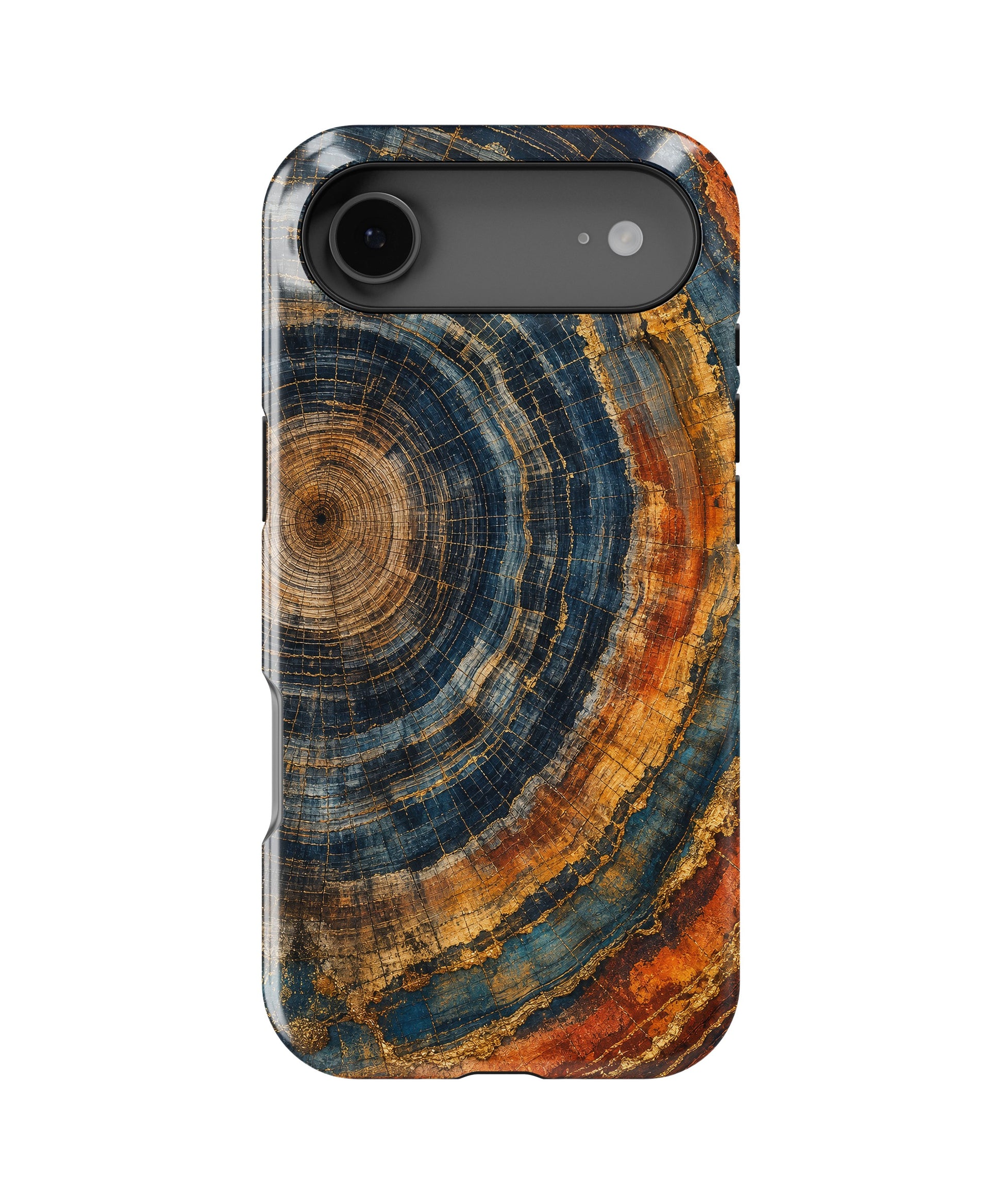 Blue rust gold tree ring mineral slice abstract MagSafe iPhone tough case for iPhone 17 Air