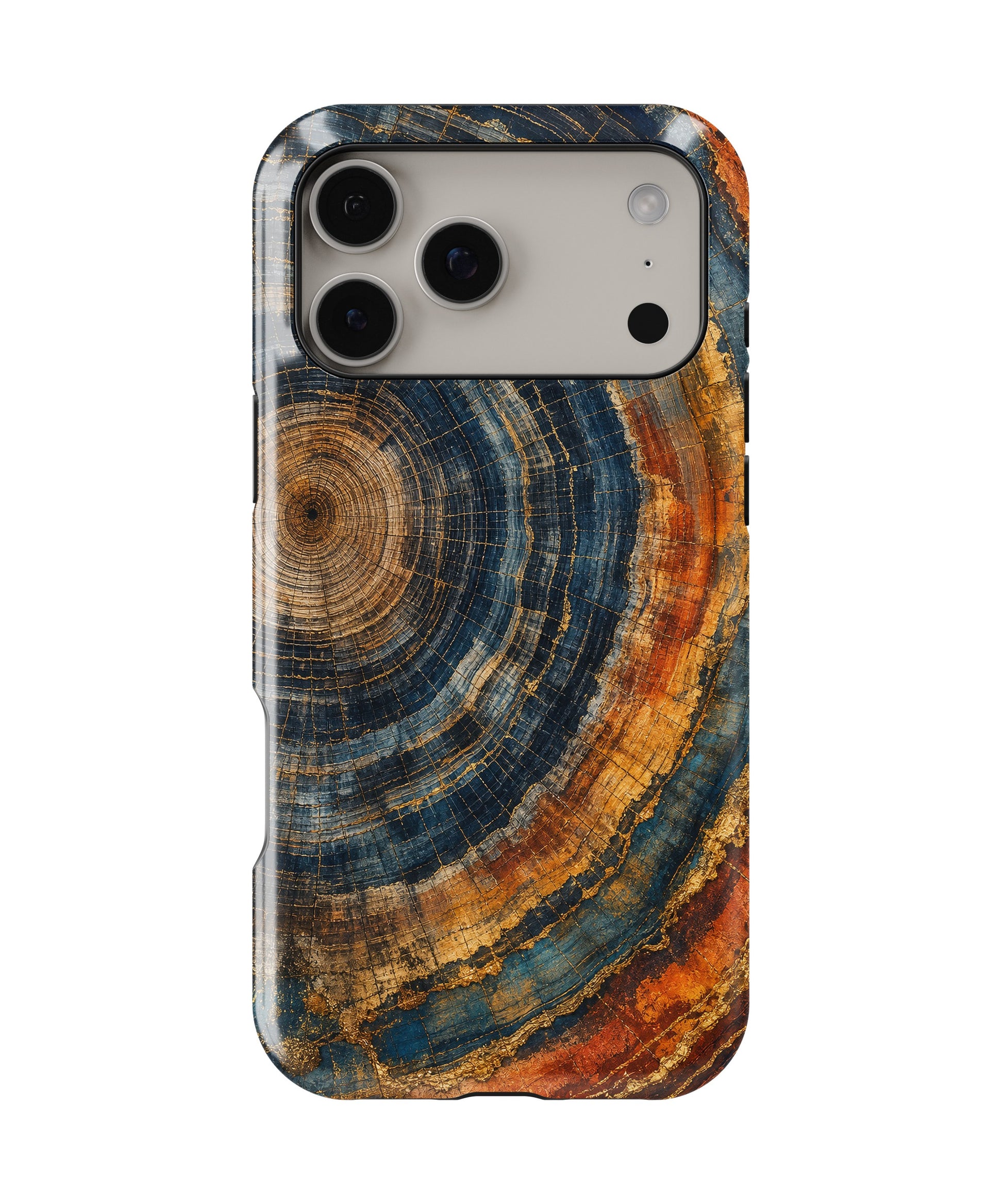 Blue rust gold tree ring mineral slice abstract shockproof MagSafe iPhone case for iPhone 17 Pro Max