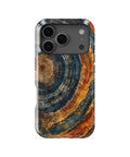 Blue rust gold tree ring mineral slice abstract MagSafe iPhone tough case for iPhone 17 Pro