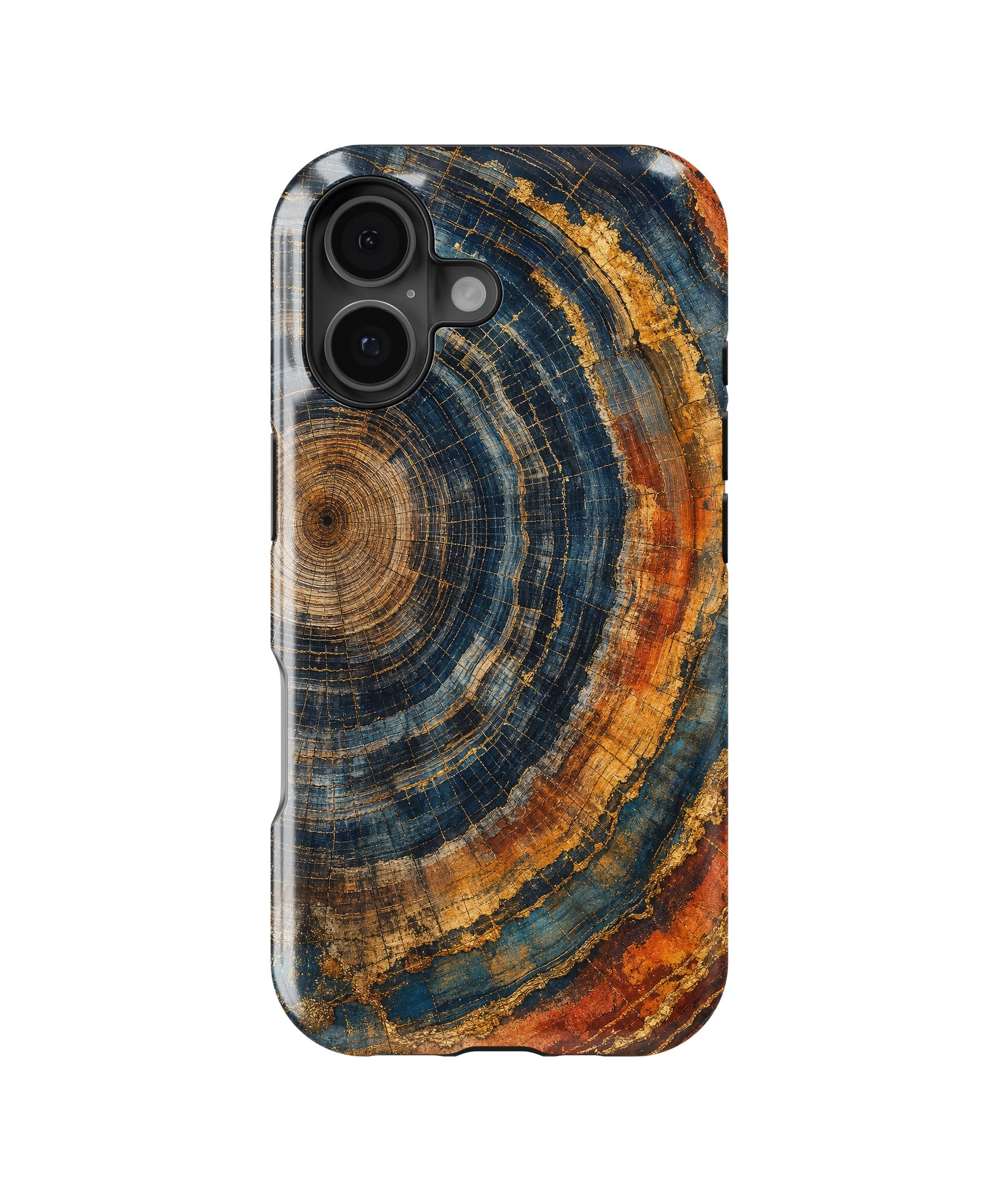 Blue rust gold tree ring mineral slice abstract MagSafe iPhone tough case for iPhone 17