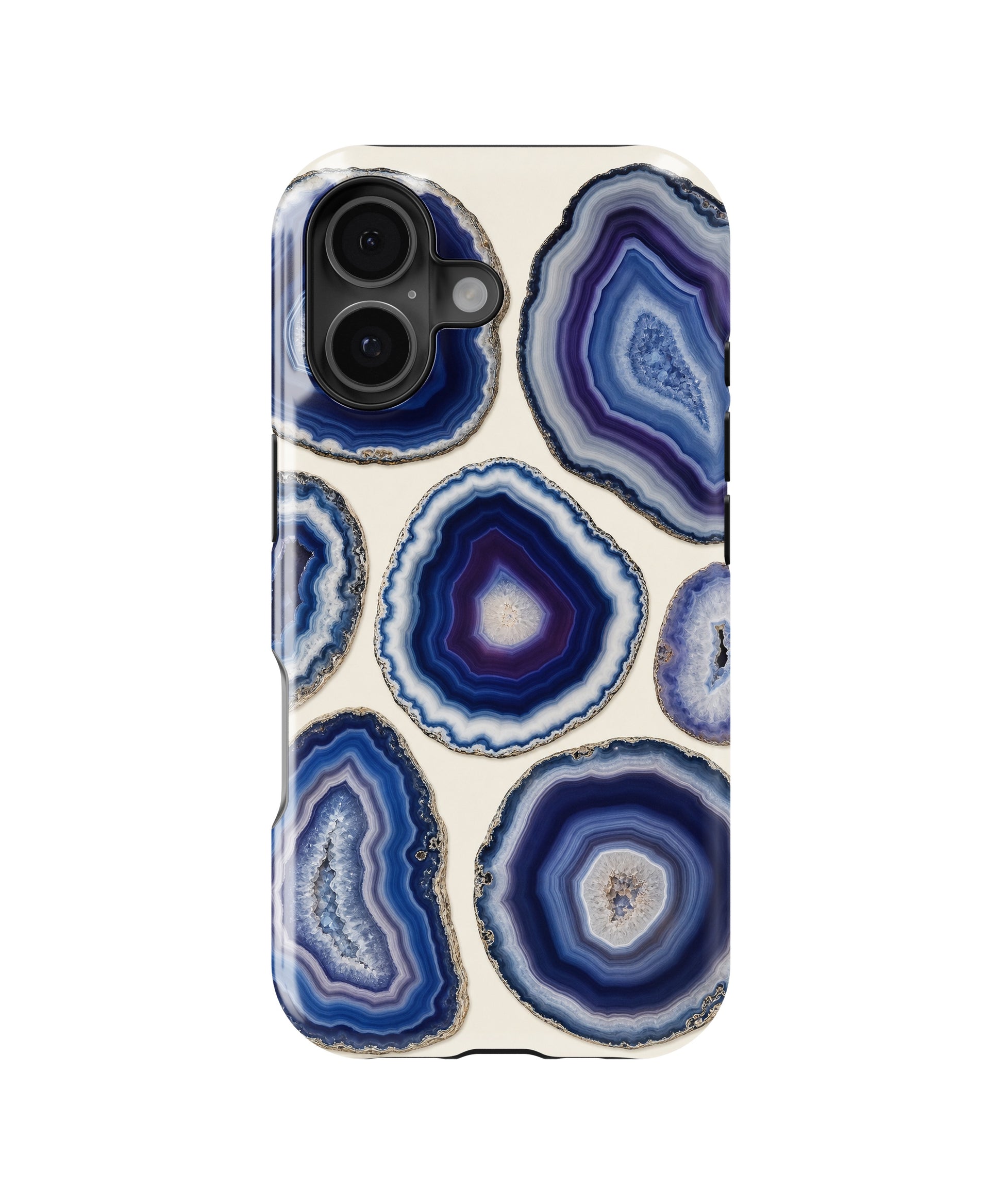 Blue violet agate geode slice collage MagSafe iPhone tough case for iPhone 17