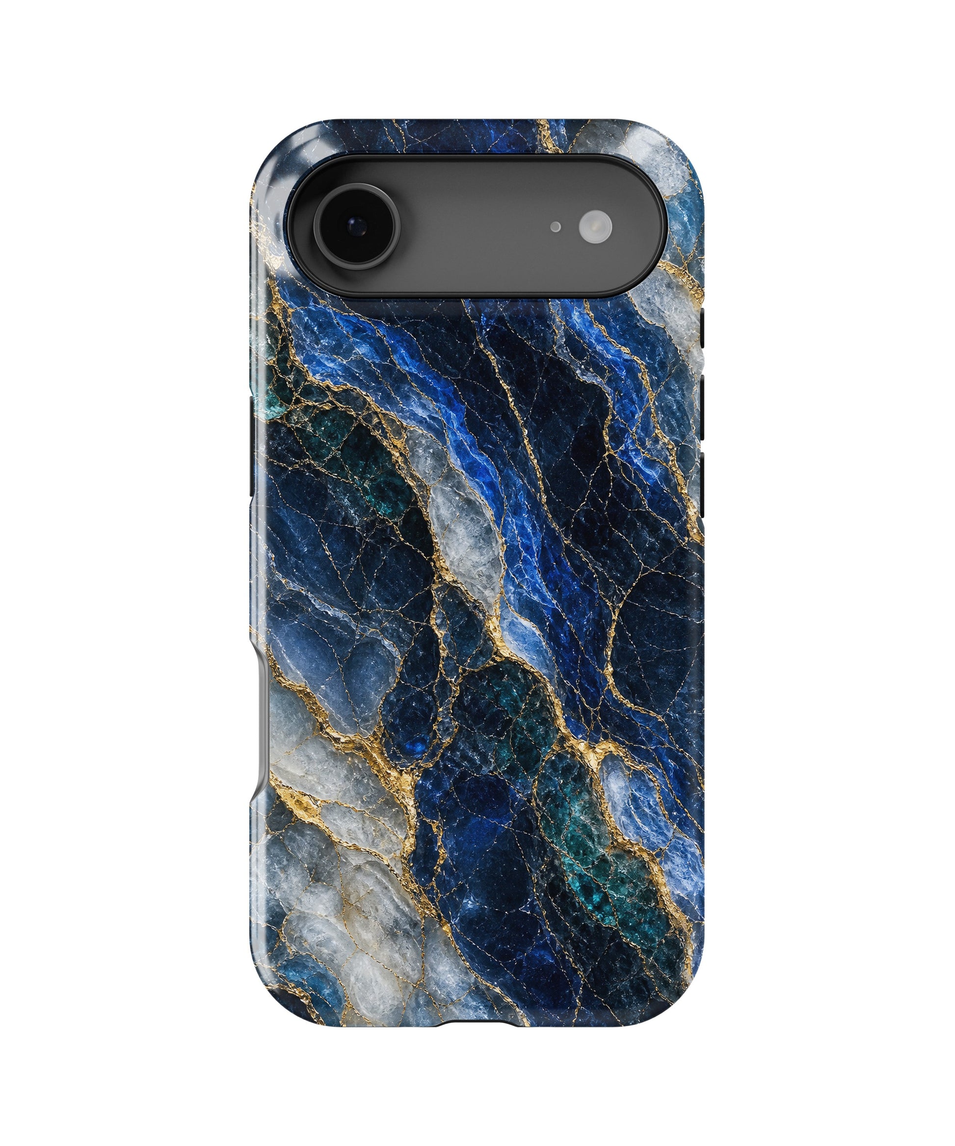 Deep blue marble with teal white and gold veins MagSafe iPhone tough case for iPhone 17 Air