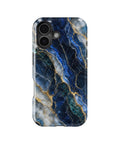 Deep blue marble with teal white and gold veins MagSafe iPhone tough case for iPhone 17